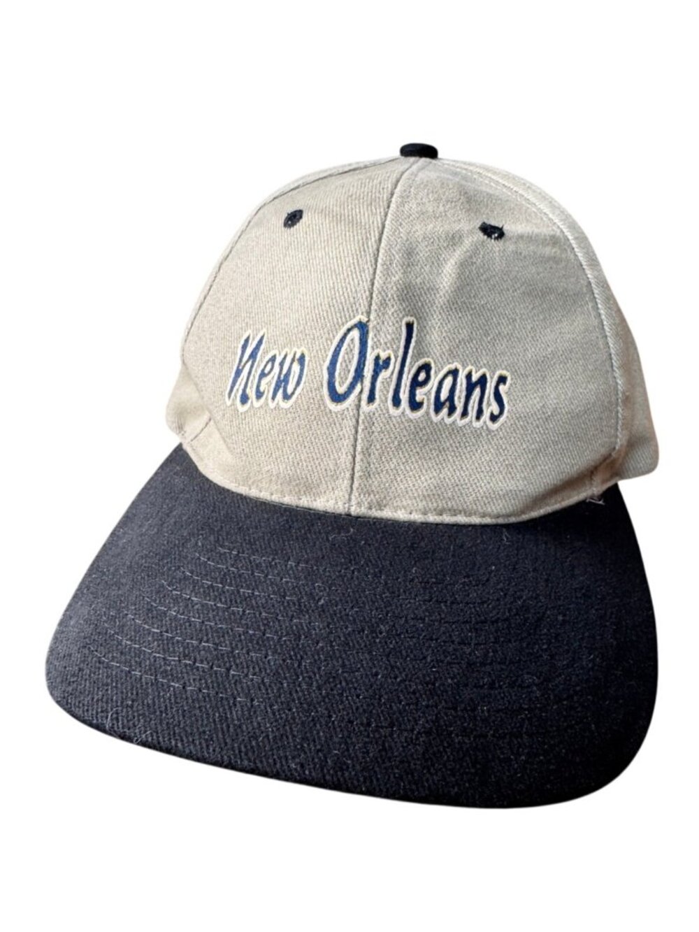 New Orleans Embroidered Cap Adjustable Tan & Black Two-Tone Cotton Style Hat